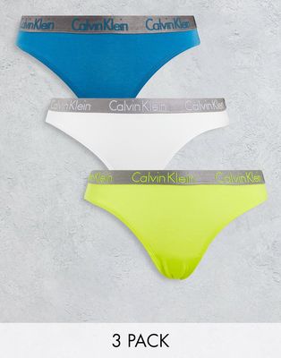 Calvin Klein Radiant Cotton bikini style brief 3 pack in teal, white and citrus yellow-Multi