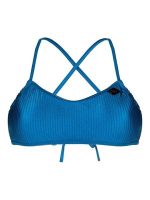 Calvin Klein ribbed-detail bandeau bikini top - Blue