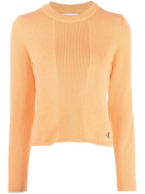 Calvin Klein ribbed-detail recycled-cotton jumper - Orange