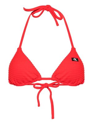 Calvin Klein ribbed-knit bikini top - Red