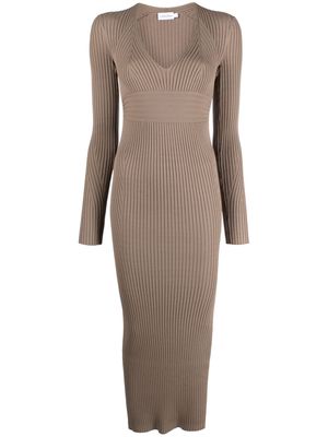 Calvin Klein ribbed-knit bodycon maxi dress - Brown