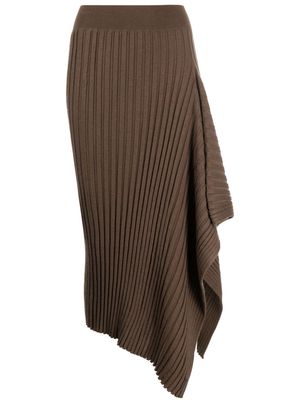 Calvin Klein ribbed-knit draped midi skirt - Brown