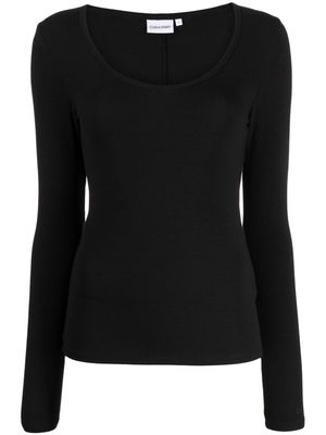 Calvin Klein ribbed-knit scoop-neck top - Black