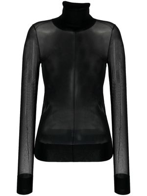 Calvin Klein roll-neck sheer top - Black