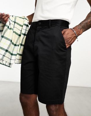 Calvin Klein satin slim shorts in black