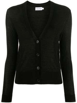 Calvin Klein semi-sheer V-neck cardigan - Black