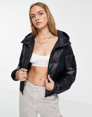 Calvin Klein short boxy padded jacket in black