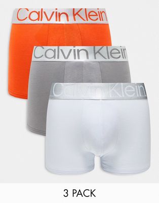 Calvin Klein Steel 3-pack trunks in blue, gray and orange-Multi