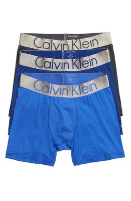 Calvin Klein Steel Micro 3-Pack Boxer Briefs in Blue Multi