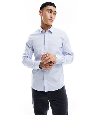 Calvin Klein stretch poplin slim shirt in light blue
