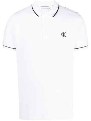 Calvin Klein stripe-detail polo shirt - White