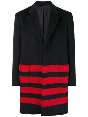 Calvin Klein stripe detail single-breasted coat - Black