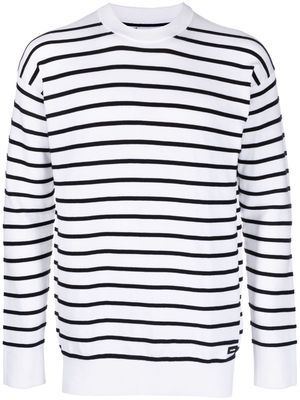 Calvin Klein stripe-print crew-neck jumper - White
