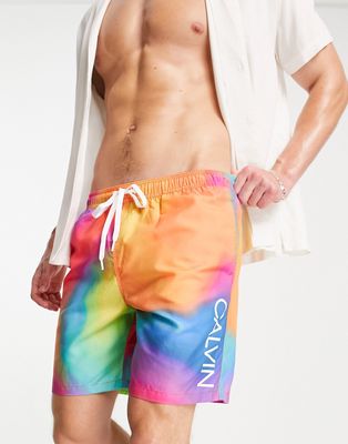 Calvin Klein swim shorts in holographic-Silver
