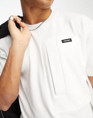 Calvin Klein tape logo mesh t-shirt in white