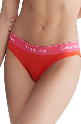 Calvin Klein This is Love Contrast Waistband Hipster Briefs in Xaq Cherry Toma