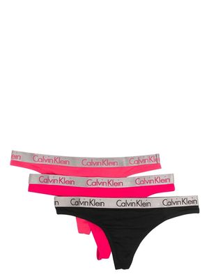 Calvin Klein three-pack logo-waistband thongs - Black