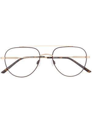 Calvin Klein tortoiseshell pilot-frame glasses - Gold