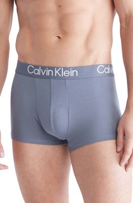 Calvin Klein Ultra-Soft Modern 3-Pack Stretch Modal Trunks in Blue/Grey