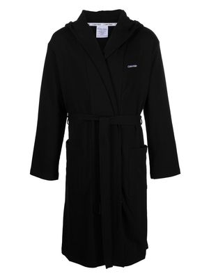 Calvin Klein Underwear embroidered-logo hooded robe - Black