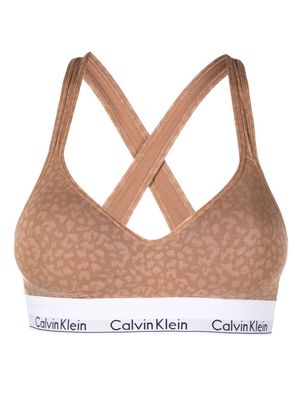 Calvin Klein Underwear leopard-print logo-band bralette - Brown
