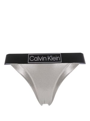 Calvin Klein Underwear metallic-finish brazilian bikini bottoms - Silver
