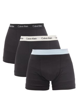 Calvin Klein Underwear - Pack Of Three Logo-jacquard Cotton-blend Trunks - Mens - Black Multi