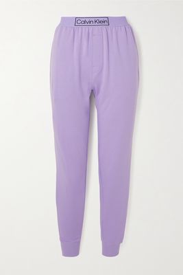 Calvin Klein Underwear - Reimagined Heritage Embroidered Cotton-blend Jersey Track Pants - Purple