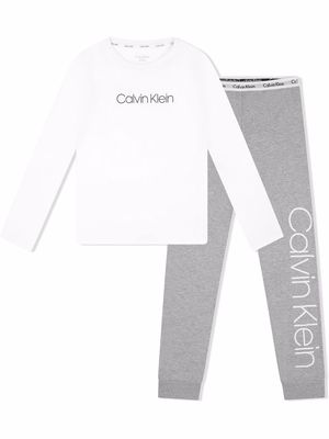 Calvin Klein Underwear TEEN logo-print organic cotton tracksuit set - White