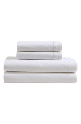 Calvin Klein Washed 200 Thread Count Percale Sheet Set in White