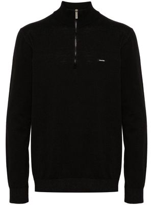 Calvin Klein zip-up cotton-blend jumper - Black