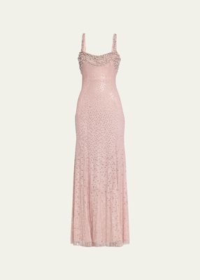 Calypso Embellished Tulle Gown
