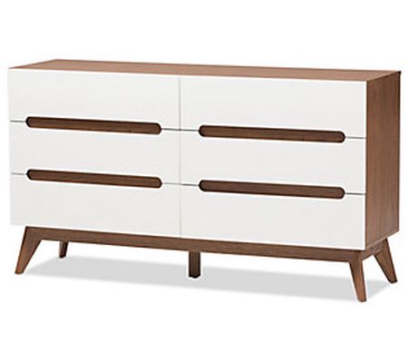 Calypso Mid-Century Modern Wood 6-Drawer Storag e Dresser