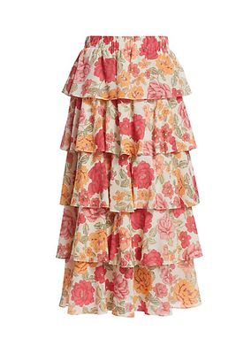 Camela Tiered Floral Midi-Skirt