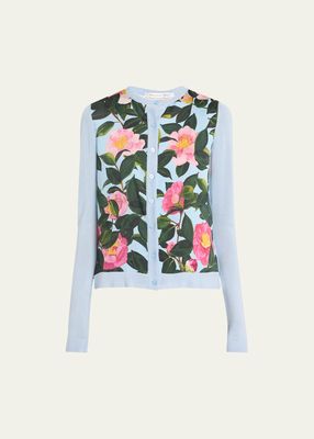 Camellia Print Inset Cardigan