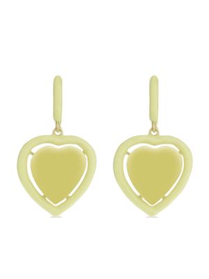 Cameo & Beyond heart enamel-charm hoop earrings - Gold
