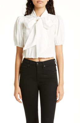 CAMI NYC Lassi Bow Neck Cotton Crop Top in White