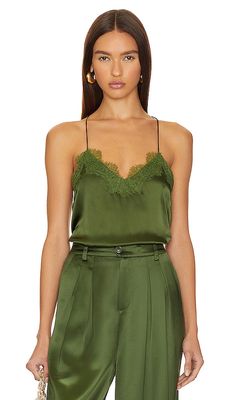 CAMI NYC Racer Charmeuse Cami in Army