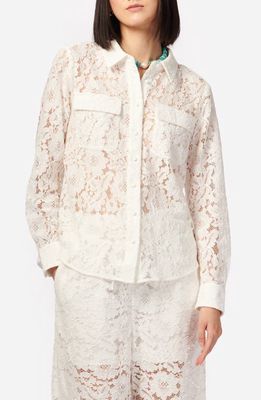 CAMI NYC Rosalind Lace Button-Up Shirt in White 