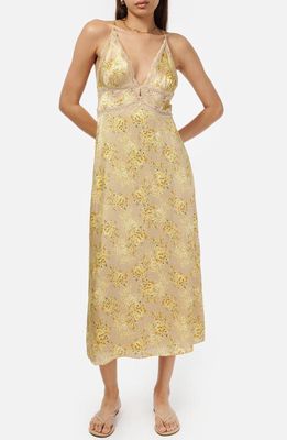 CAMI NYC Roya Floral Silk Midi Slipdress in Yellow Primavera