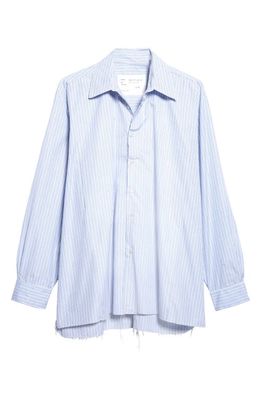 Camiel Fortgens Oversize Stripe Pocket Button-Up Shirt in Blue Stripe