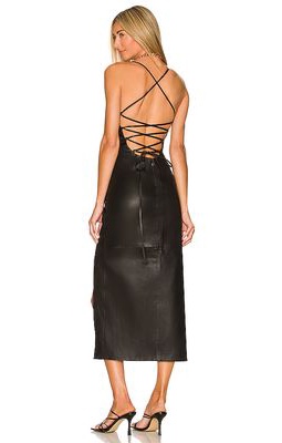Camila Coelho Alexa Leather Midi Dress in Black