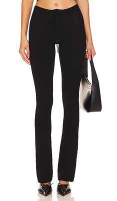Camila Coelho Artemis Lace Up Knit Pant in Black