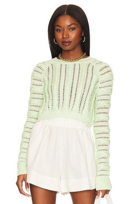 Camila Coelho Corin Cable Knit Sweater in Mint