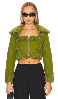 Camila Coelho Odalis Faux Leather Jacket in Green