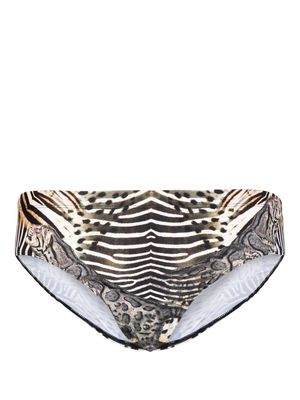 Camilla animal-print swim briefs - Brown