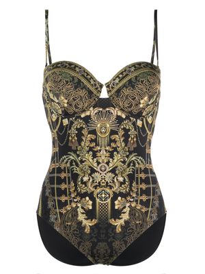 Camilla baroque-pattern print swimsuit - Black