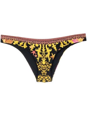 Camilla baroque-print bikini bottoms - Yellow