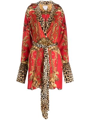 Camilla baroque-print silk blazer - Red