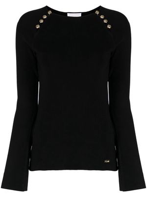 Camilla button-detail knitted top - Black
